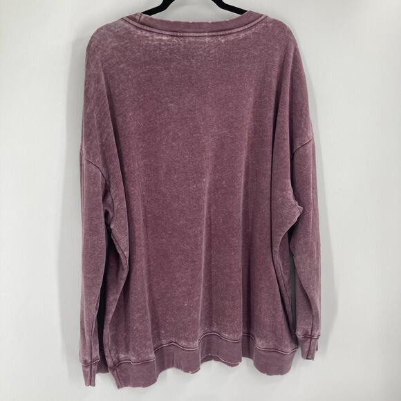 Wildfox Frisky Roadtrip Whiskey Worn Purple Green Slub Sweatshirt Women’s XL NEW - Picture 3 of 13